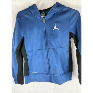 Kids Boy's Nike Air Jordan Therma-Fit Full Zip Hooded Jacket Size Medium Blue
